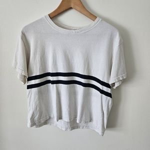 John Galt white and navy striped t-shirt